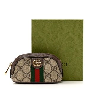 GG Supreme Monogram Ophidia Dome Key Pouch